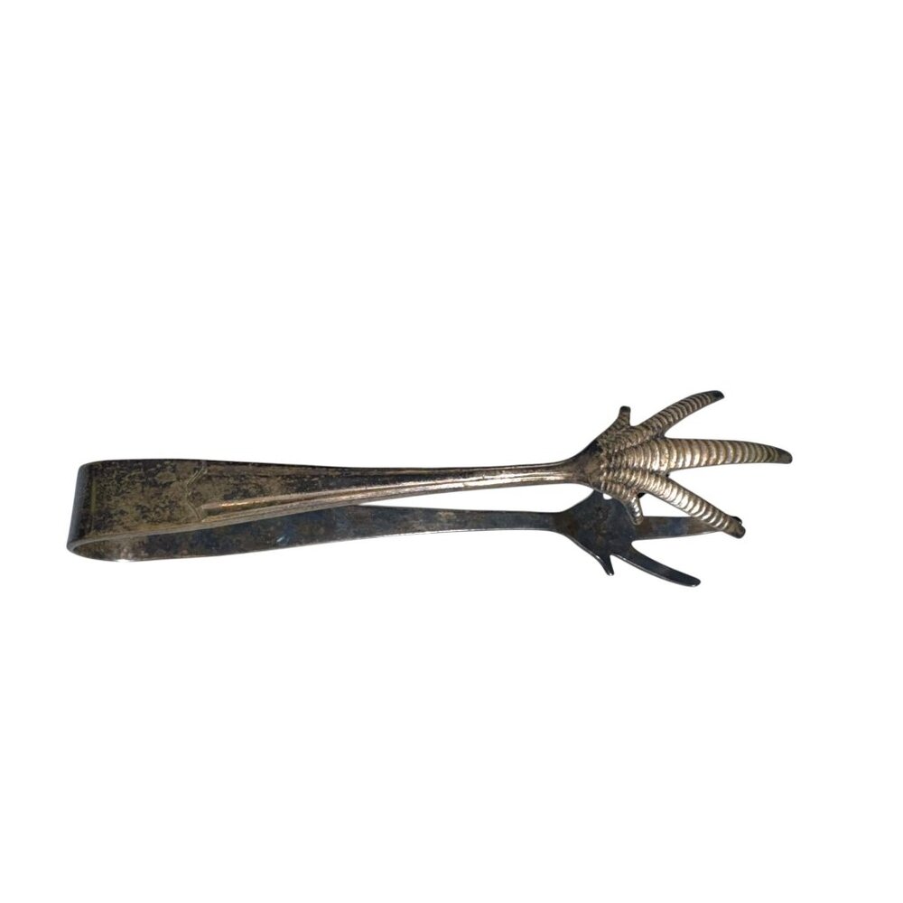 Vintage Yeoman Plate EPNS Silver Plate Claw Ice Tongs Barware Or Decor